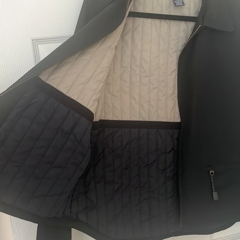 Gap black jacket; lightweight, layers well. Hip length/slightly longer in back. - Picture 2 of 8
